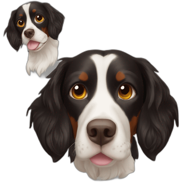 mega black Brittany spaniel dog emoji