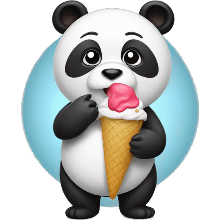 Panda eating icecream emoji