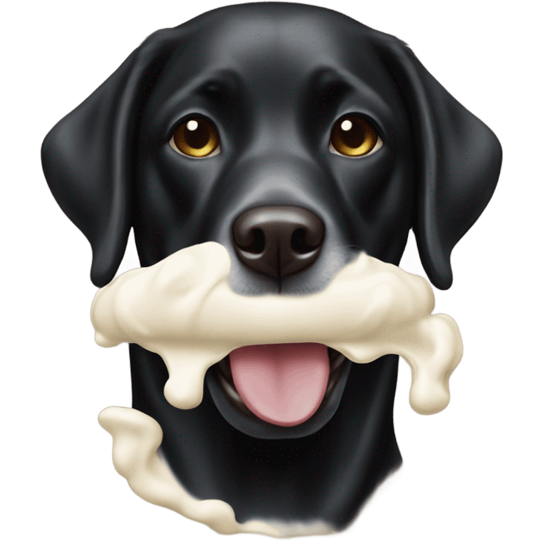 Black lab with whipped cream emoji