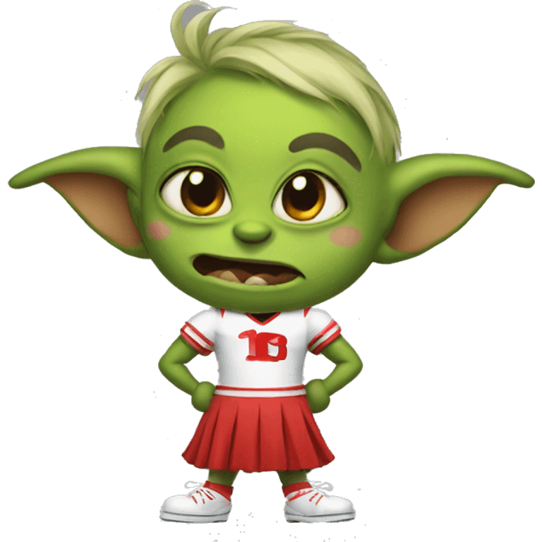 goblin wearing a cheerleader uniform emoji