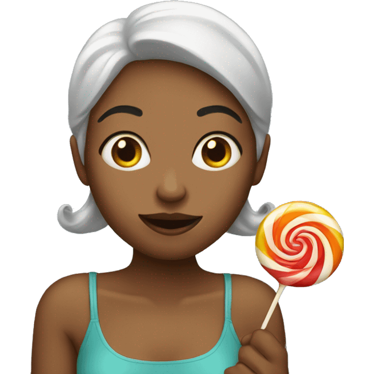 Woman eating lolli emoji