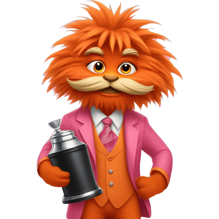 A Lorax which is orange that has a Sephora bag and a Stanley cup with pink clothes  emoji