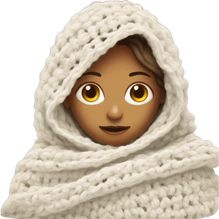 Girl inside a blanket with crochet  emoji