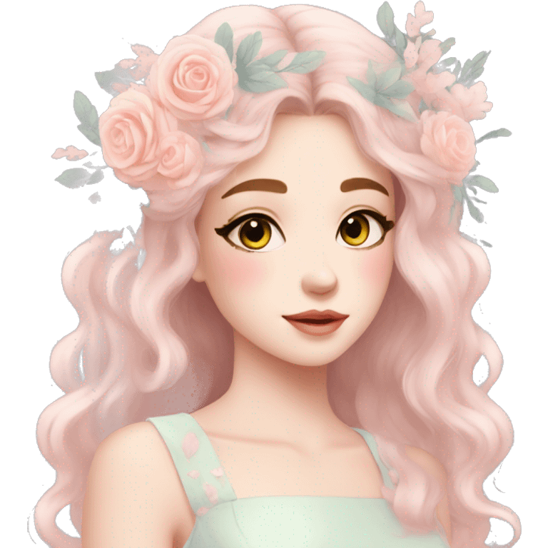 Dreamy pretty pastel flower girl aesthetic emoji