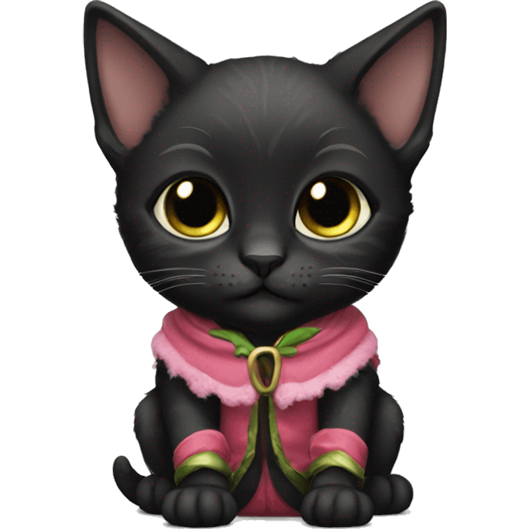 Black kitten with elf clothes emoji