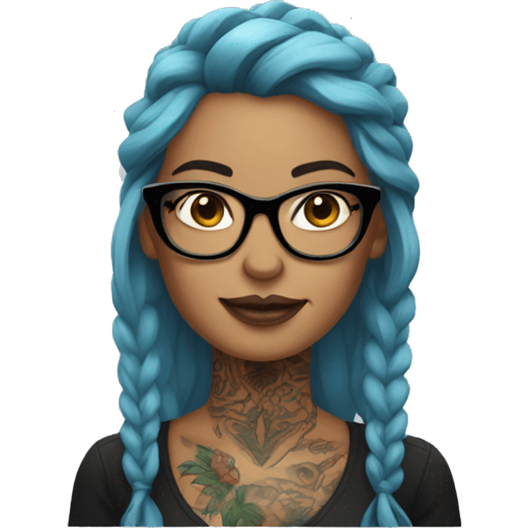 Tattooed woman with glasses emoji