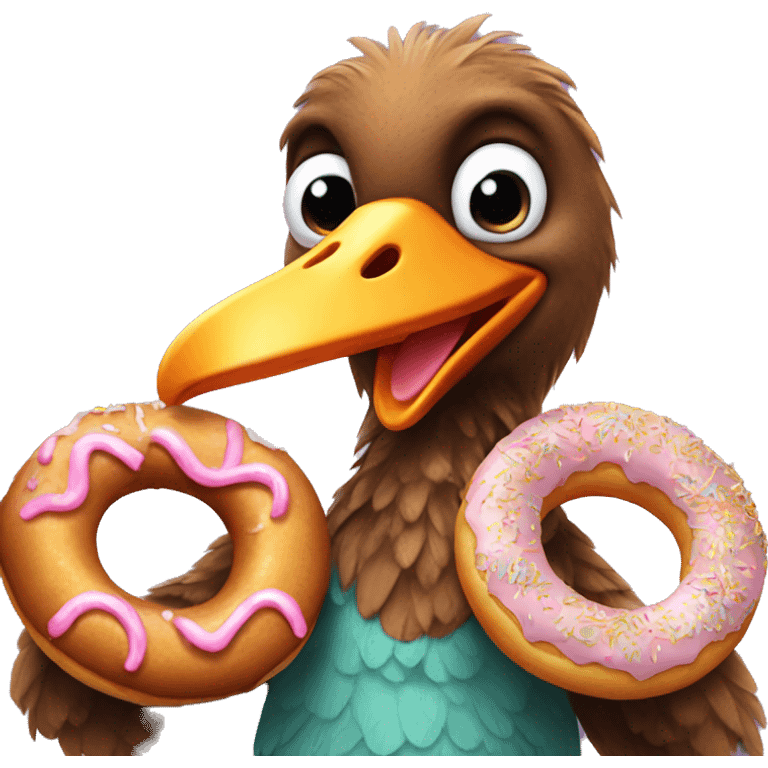 dodo bird hula hooping while eating a donut emoji