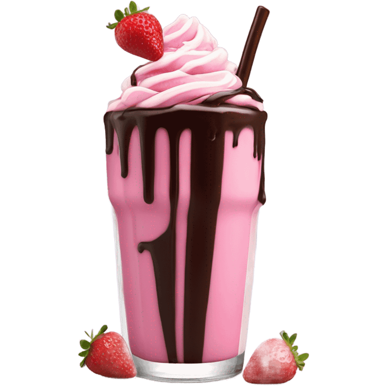 Strawberry shake with chocolate sauce emoji