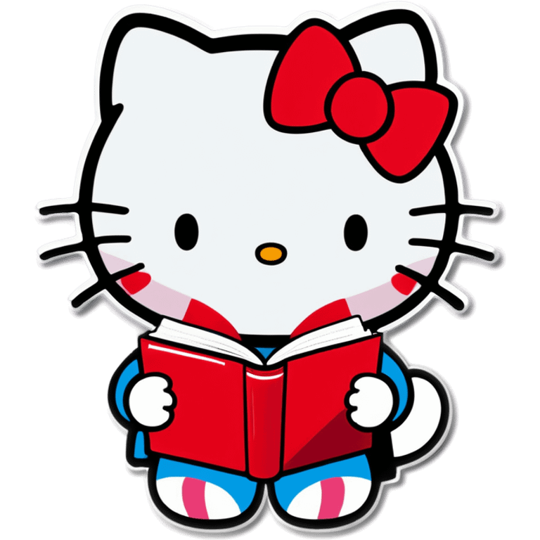 Hello Kitty writing and reading in school  emoji