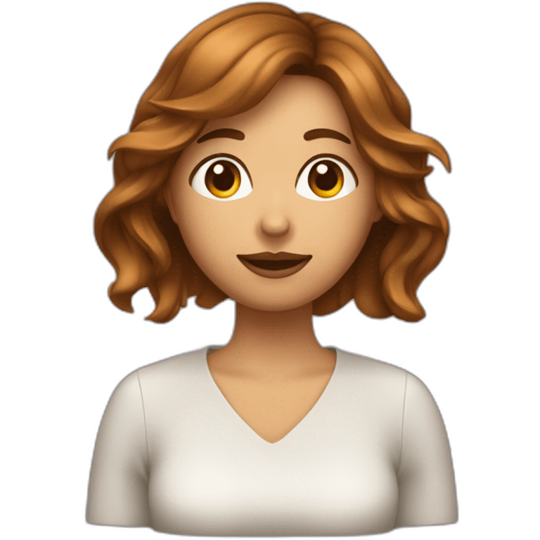 Une femme calme qui joue au carte avec les cheveux carré brun emoji