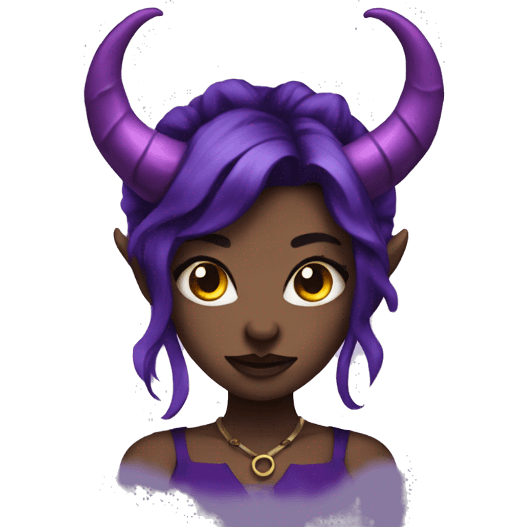 demon girl with black and purple hair and purple horns  emoji