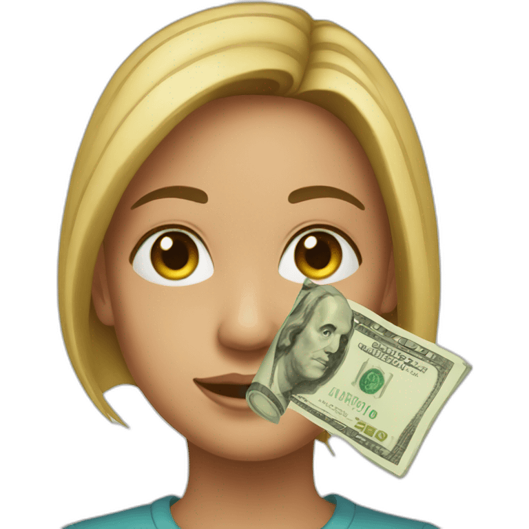 Money behind a teenage girl emoji