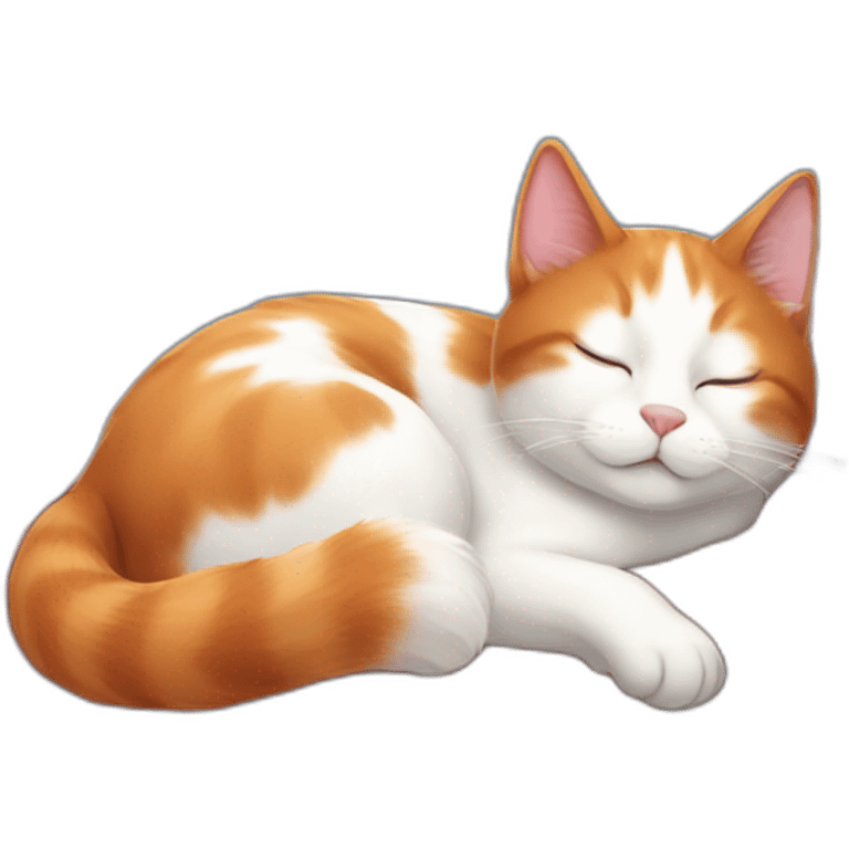 Red white cat sleeping on the roof emoji