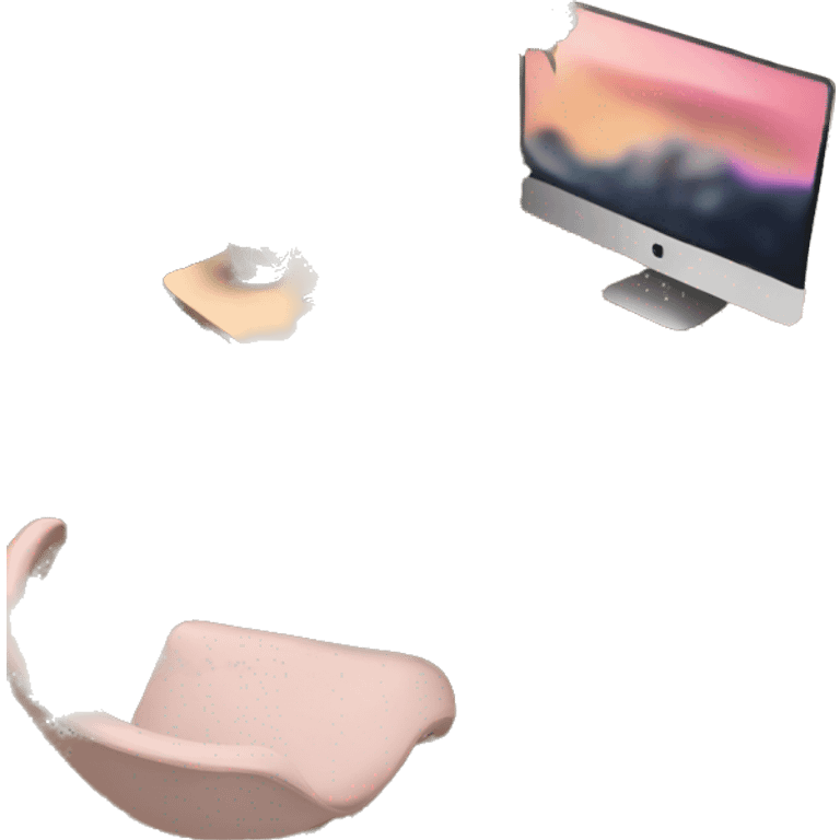 aesthetic desk with Mac and plants emoji