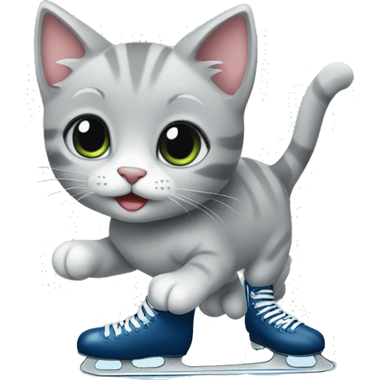 grey kitten ice skating emoji