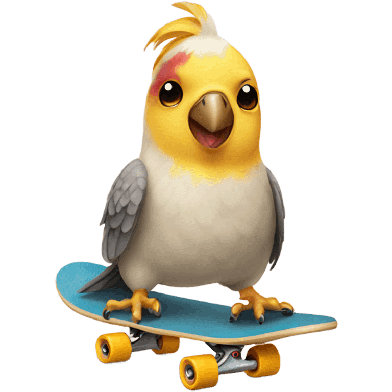 Cockatiel Bird on a skateboard  emoji