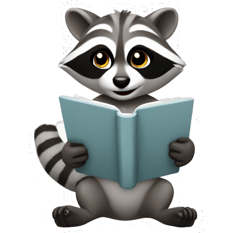 Female Racoon Reading on an e-Reader emoji