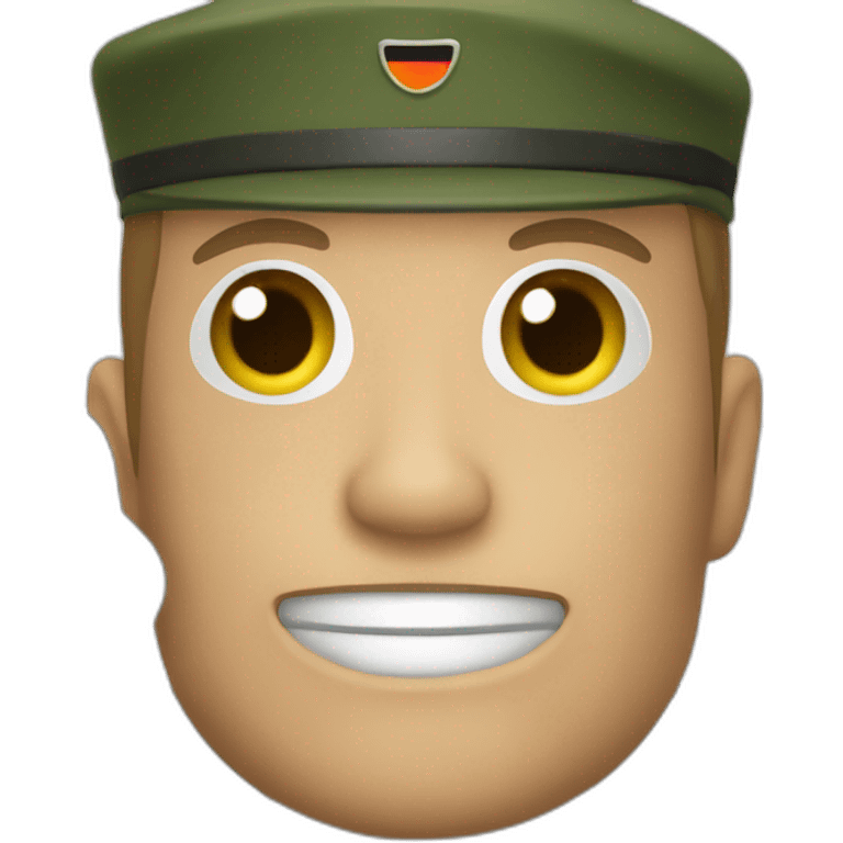 german soldier with a dark green costume, he has his richt hand in tyhe air with his fingersspread. emoji