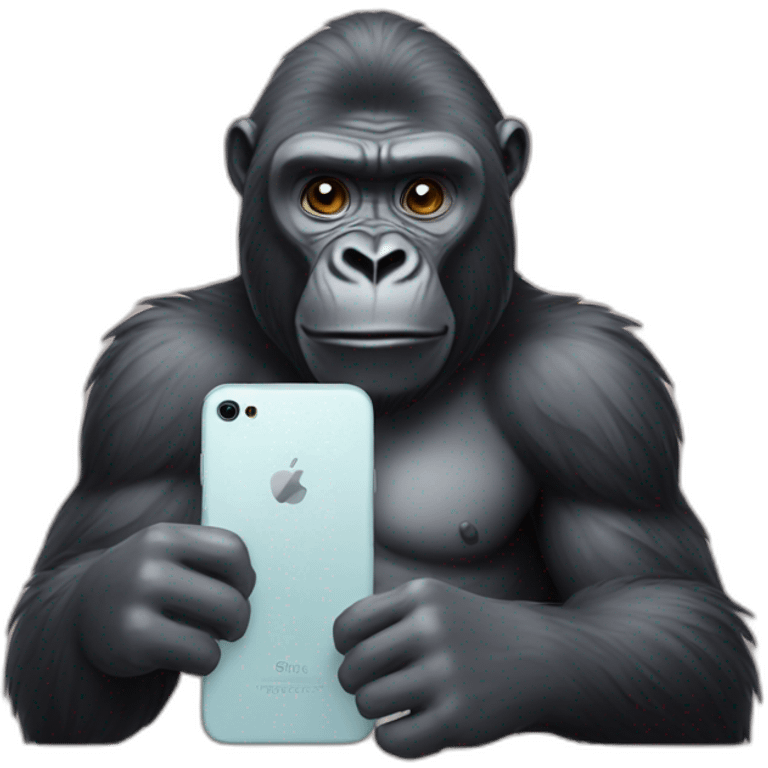 Gorilla using Android phone emoji