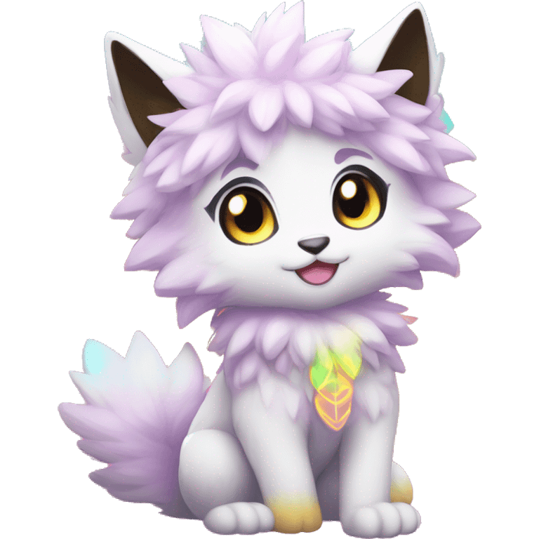 Anthro Fluffy Cool Cute Magical Elemental Shiny Colorful Neon Vibrant Colors Sparkle Kemono-style Chibi Fantasy-Animal-Fakémon-Pokémon-Hybrid Fur Sona Aesthetic Full Body emoji