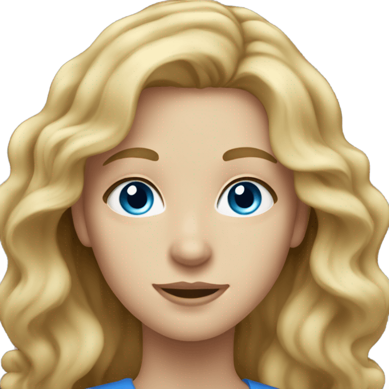 dark blonde with wavy long hair, fair skin and blue eyes emoji