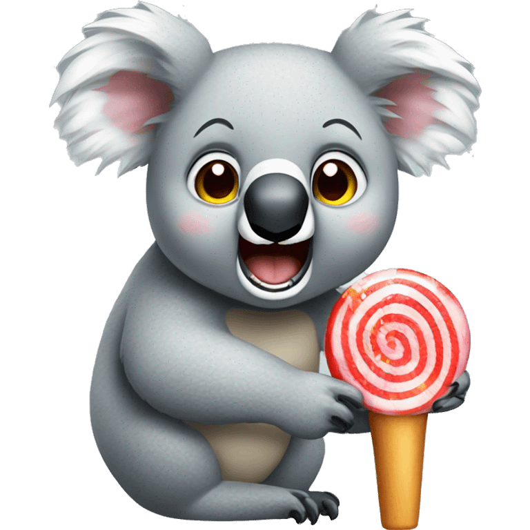 koala angry teeth eating lollipop emoji