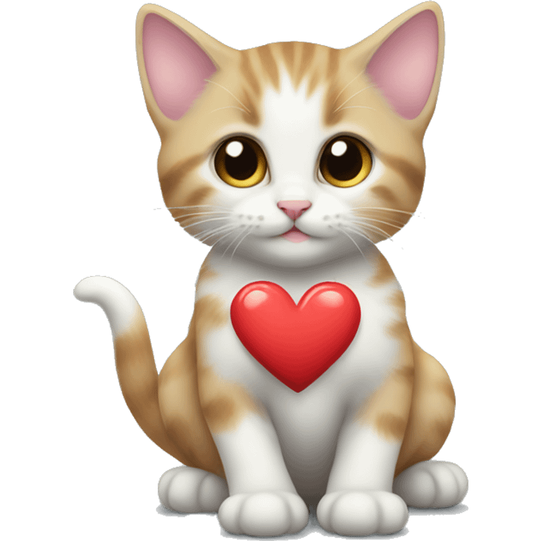 The kitten shows a heart from its tail emoji