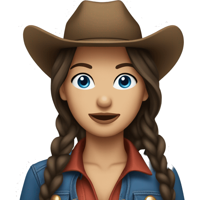 Brunette cowgirl with blue eyes emoji