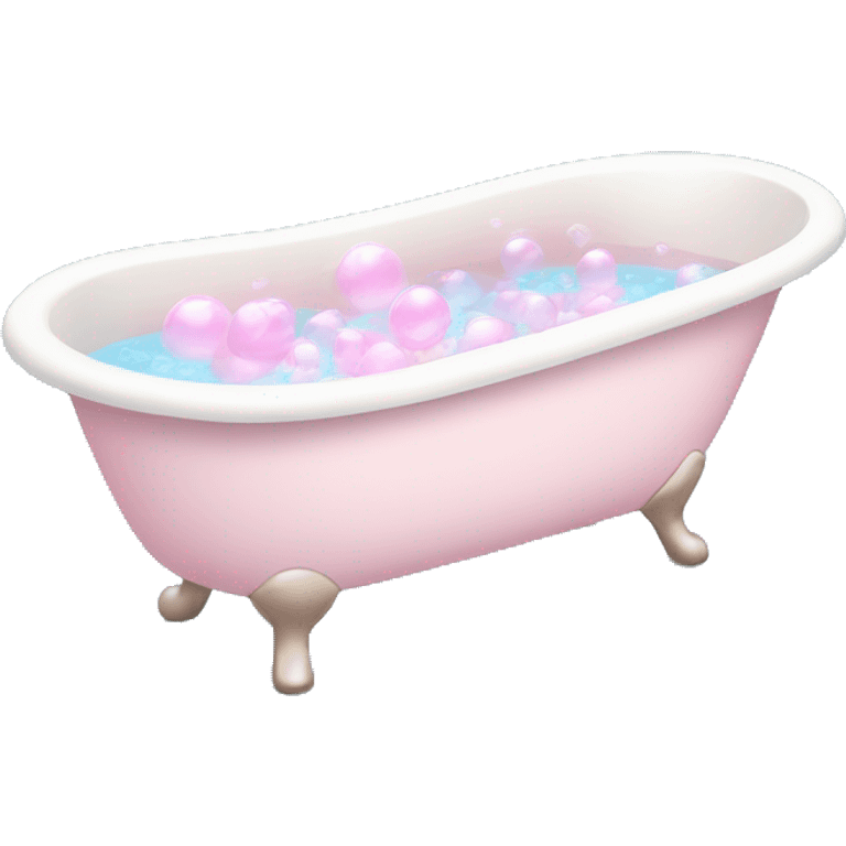 bath tub with light pink and blue bubbles emoji