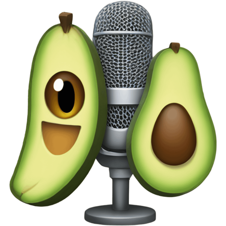 Microphone and avocado sing emoji