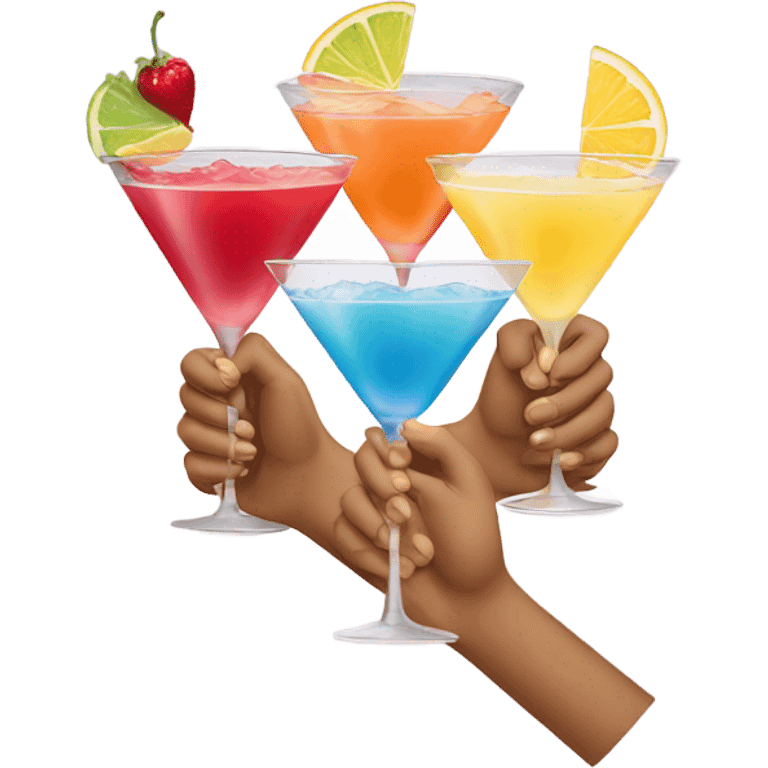 Three cocktails in hands emoji