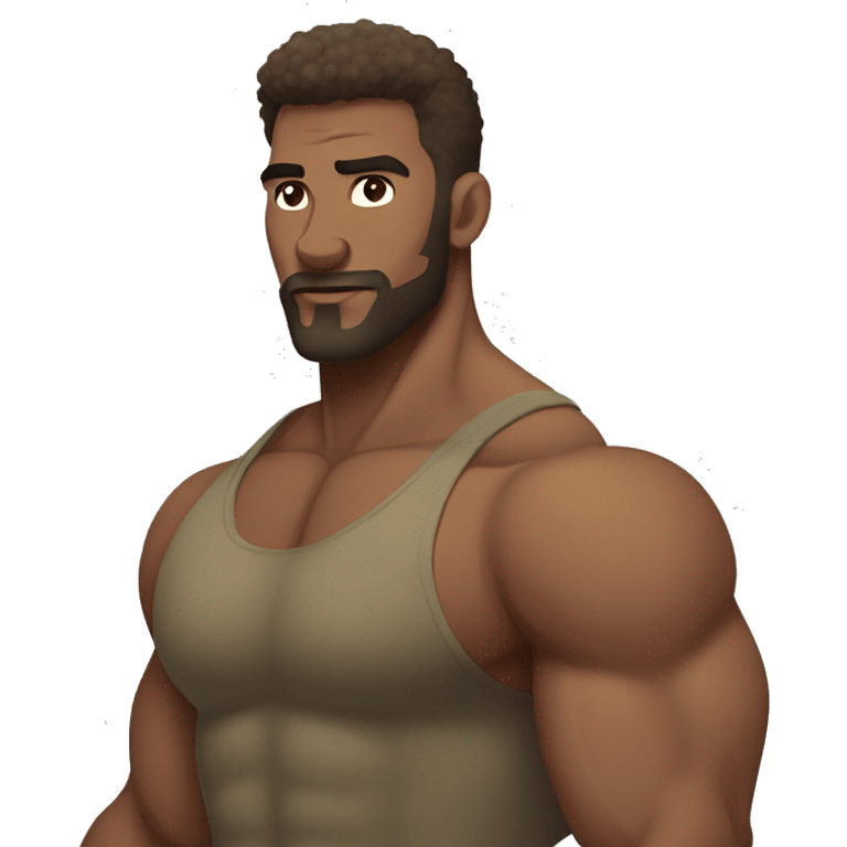 White, Shirtless, brown hairy chest, Bodybuilder, biceps, military haircut emoji