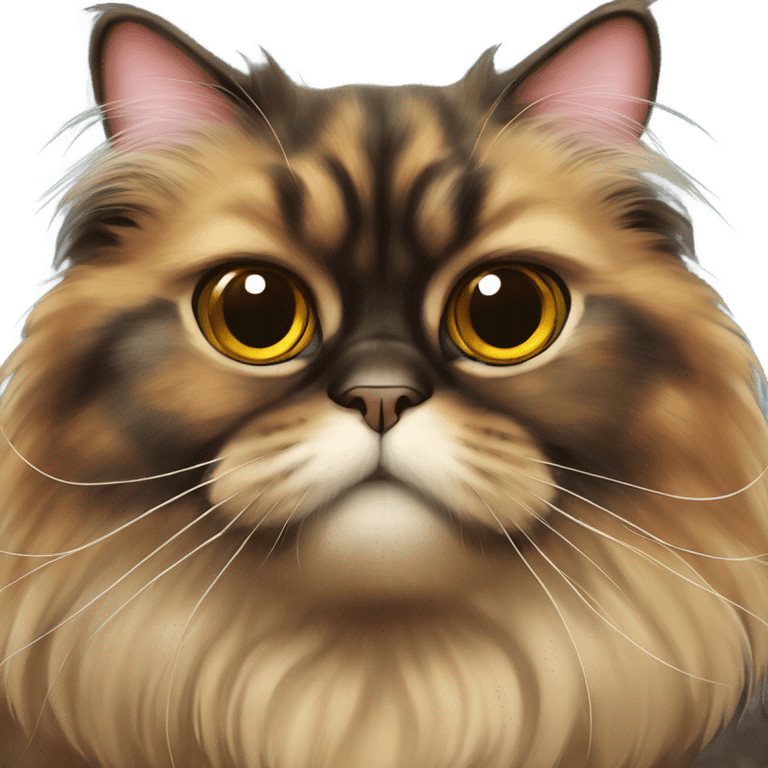 tortoiseshell persian cat staring at viewer emoji