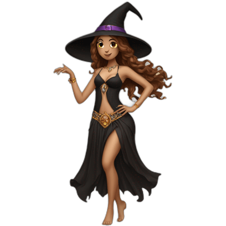 witch with bellydance dress white woman brown hair emoji