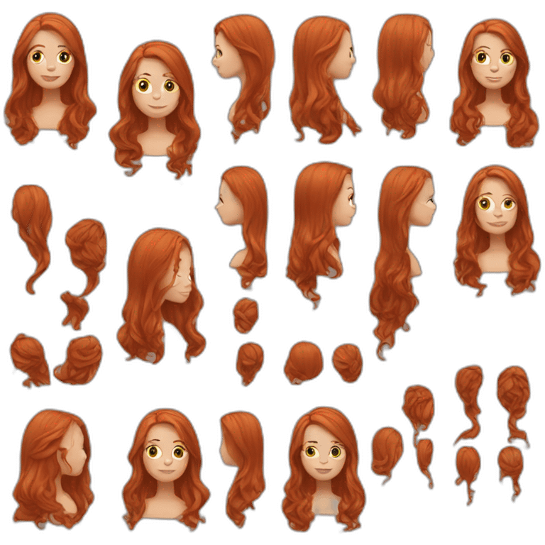 redhead with long hair emoji