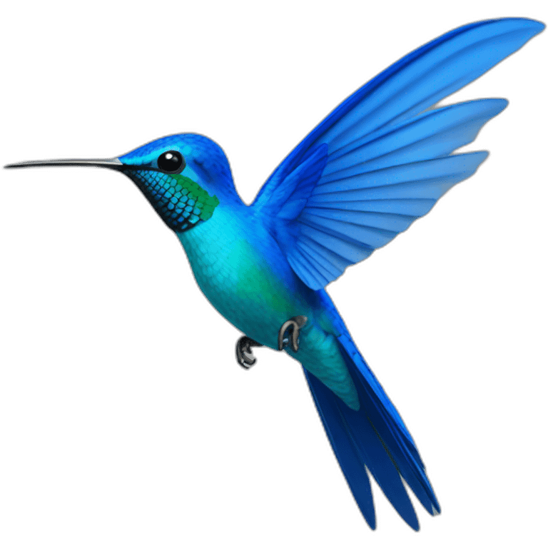 Colibri volando de perfil totalmente azul emoji