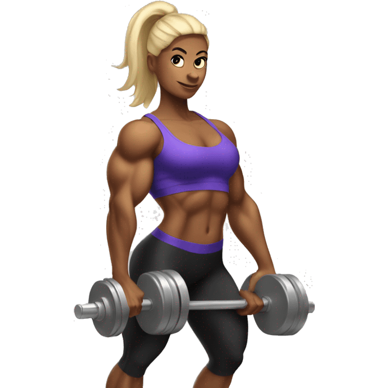 female bodybuilder lifting weights emoji