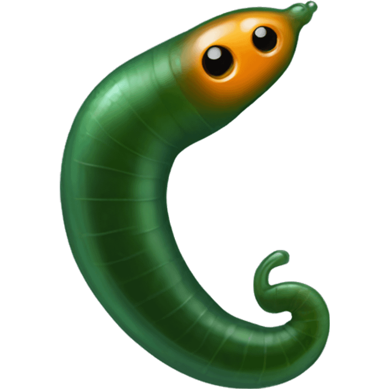 Eight-eyed Dark green and orange medicinal leech with oral suction and caudal suction emoji