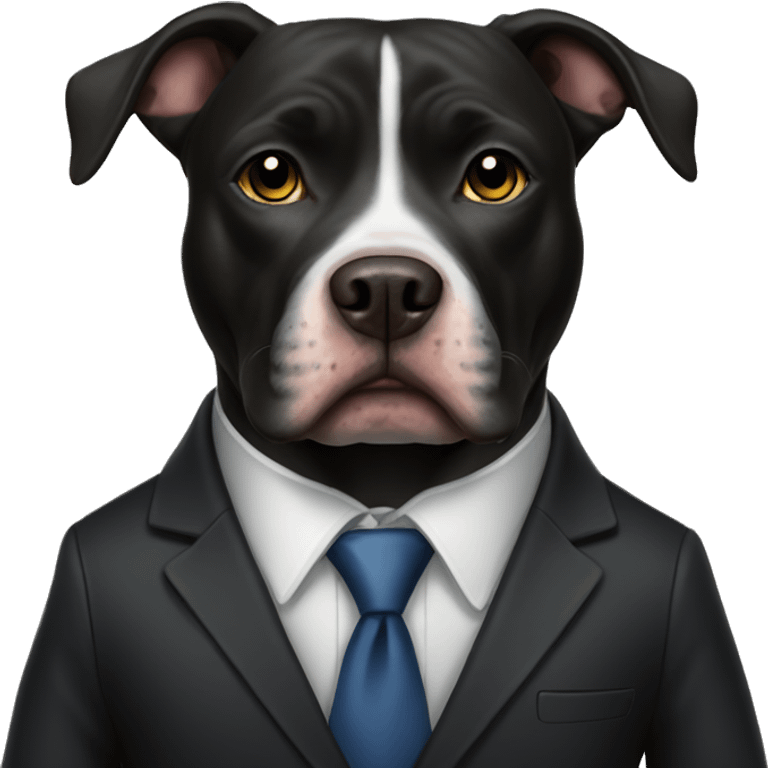 black pitbull dog standing in suit emoji