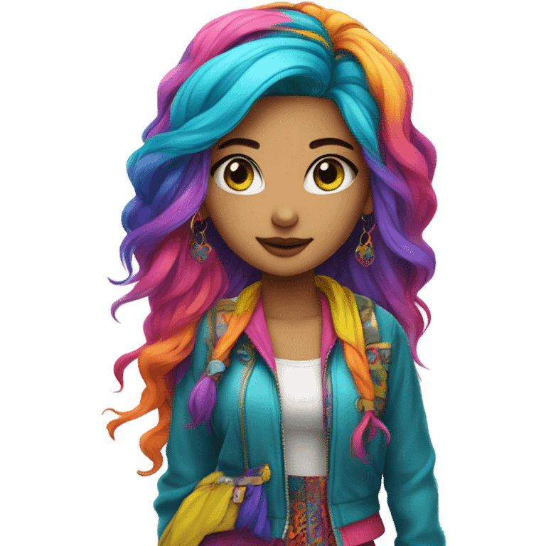 Arabic girl outfit K-pop crazy colour hair  emoji