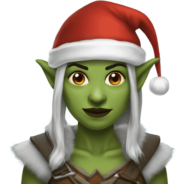 orc female warrior with santa hat emoji