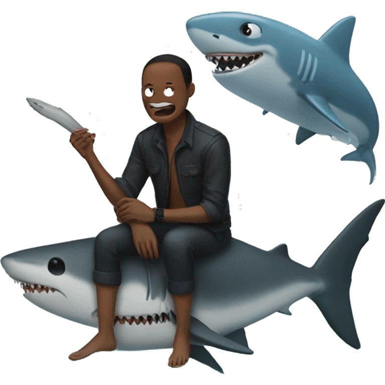 Death sitting with a shark emoji