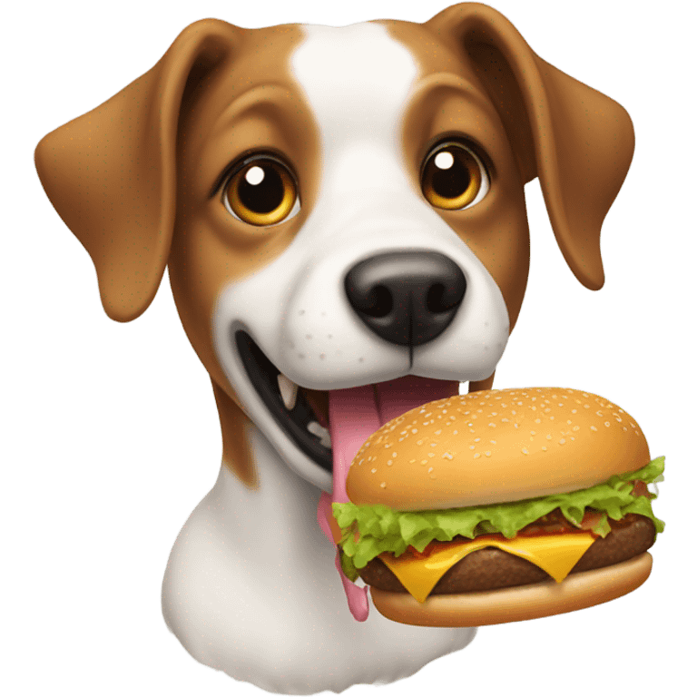 Dog eating burger emoji