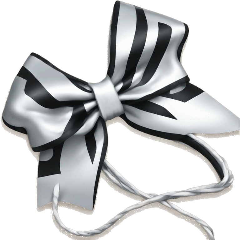 All star cheer silver and black bow with whip white on it emoji