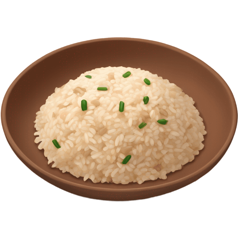 whitish pure fried rice with a mix of brown rice on a terra cotta plate emoji