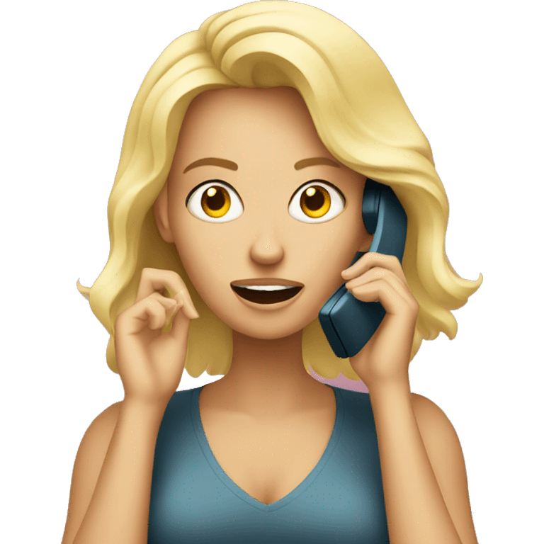 blonde woman mad on a phone call emoji