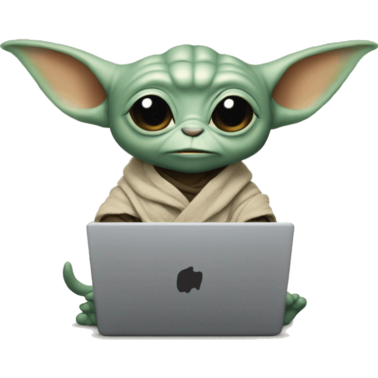 Grogu from Star Wars with a laptop emoji