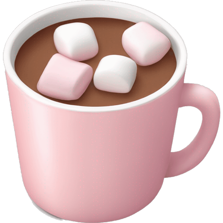 Light Pink mug of hot chocolate with marshmallows  emoji