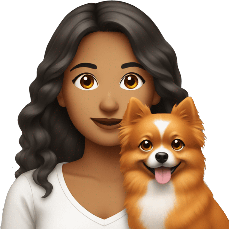 Young Latina girl with orange Pomeranian emoji