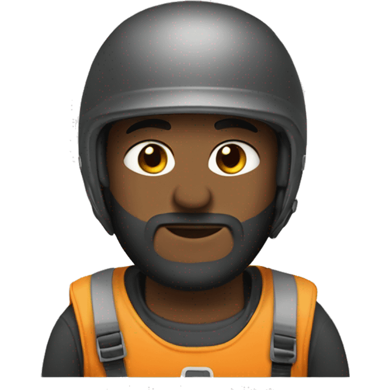 semi black boy with beard wearng half face motor helmet emoji